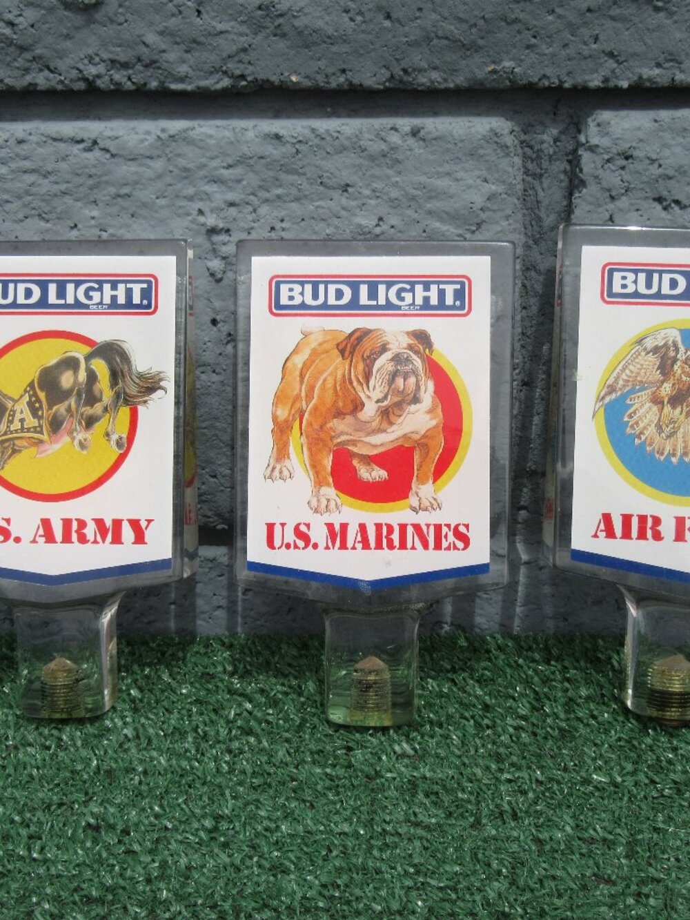 3 Vintage Bud Light U.S. Army Air Force US Marines Military Beer Taps Budweiser